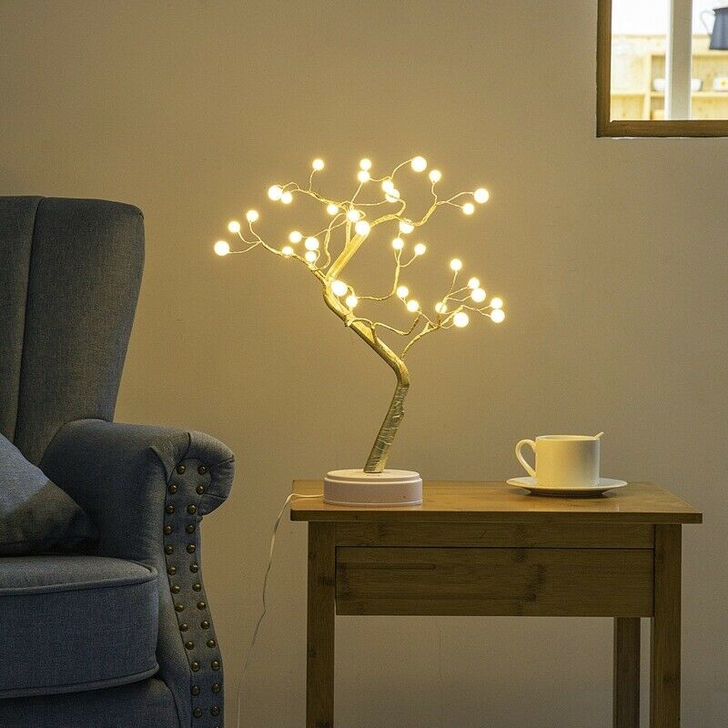 Creative Led Desk Tree Lamp/Copper wire Table Lamps/Battery or USB /Night light for Bedroom Decor