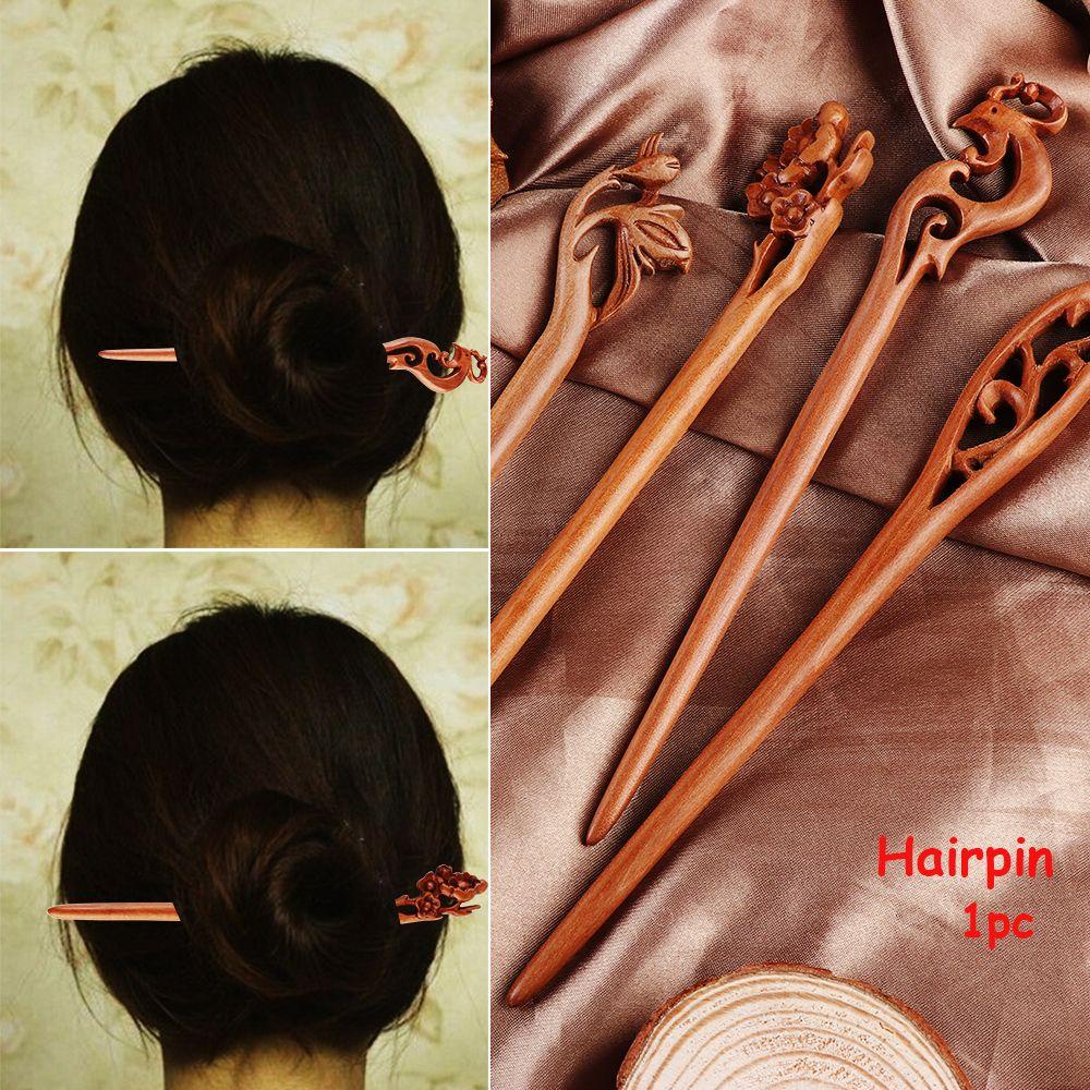 MELODG Trâm Cài Tóc Bằng Gỗ Đào Chạm Khắc Thủ Công Thời Trang