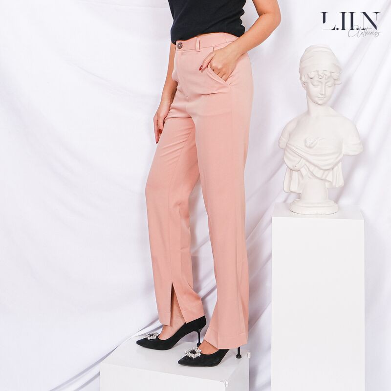 Quần baggy Hồng xẻ gấu, Quần nữ công sở phong cách LIIN CLOTHING Q3329