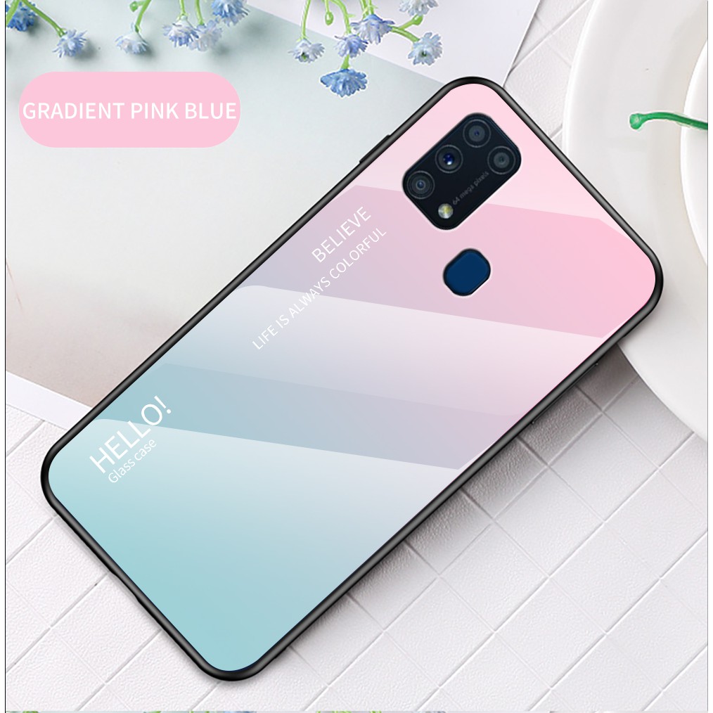Ốp điện thoại mặt kính cứng cho Samsung Galaxy M31