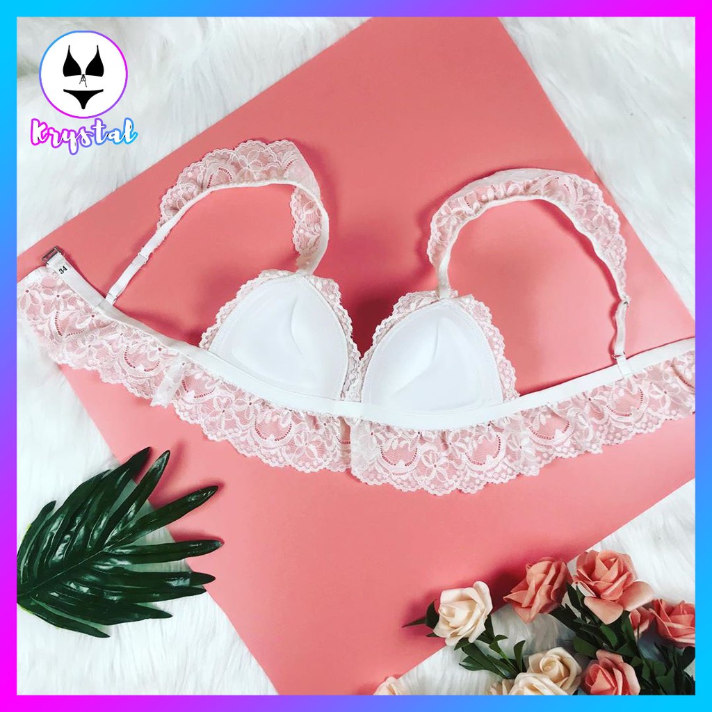 Bộ đồ lót ren không gọng mút vừa nâng ngực màu trắng tinh khôi sexy gợi cảm KRYSTAL Bralette Princess KB01 | BigBuy360 - bigbuy360.vn
