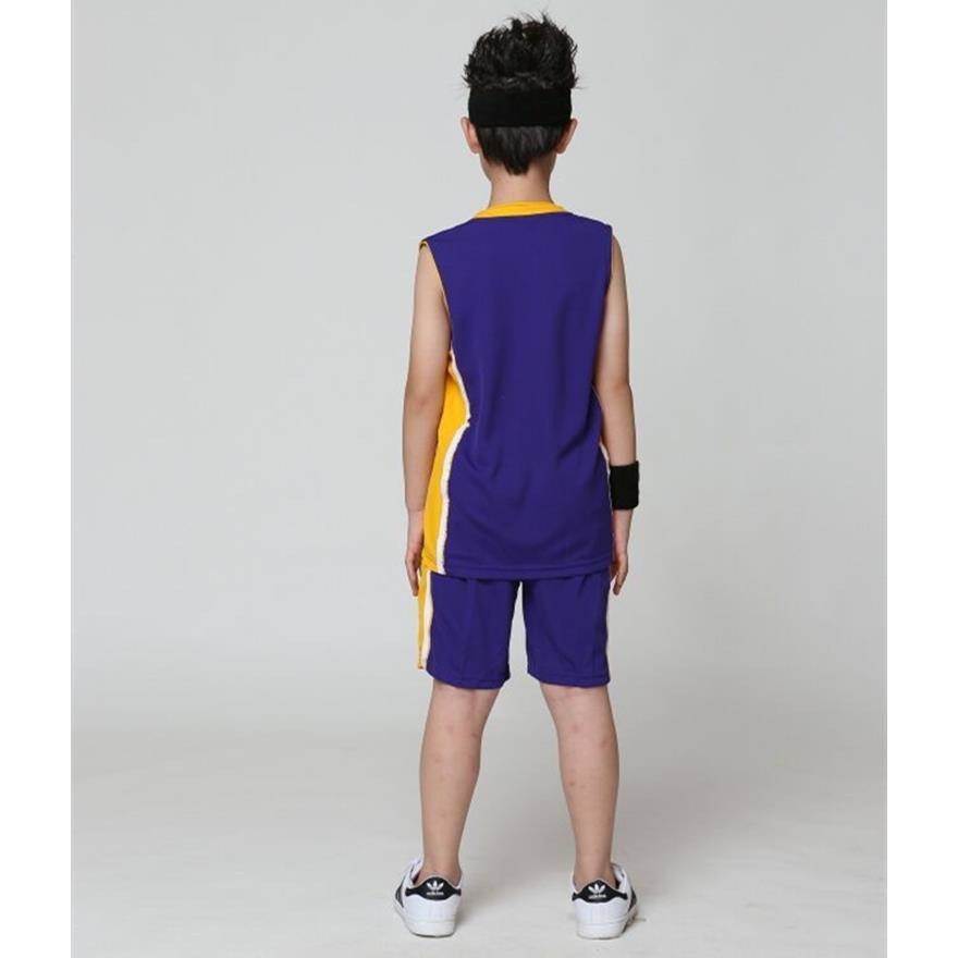 Bộ Quần Áo Bóng Rổ Jersey Murah Lakers Ngắn Tay Cho Nam