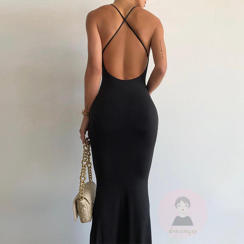 Đầm Dài Không Tay Dây Chéo Màu Sắc Thời Trang Dành Cho Nữ