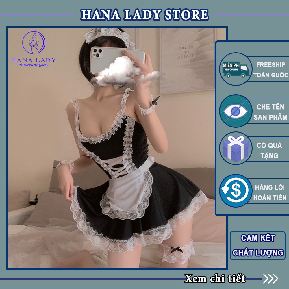 Váy Ngủ Nữ Phong Cách Nàng Hầu Cotton Mềm Mịn Phối Ren Quyến Rũ HanaLadyStore C03 | BigBuy360 - bigbuy360.vn