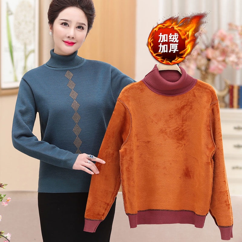 Áo sweater cổ cao tay dài thời trang thu đông cho phụ nữ trung niên 40-50 tuổi