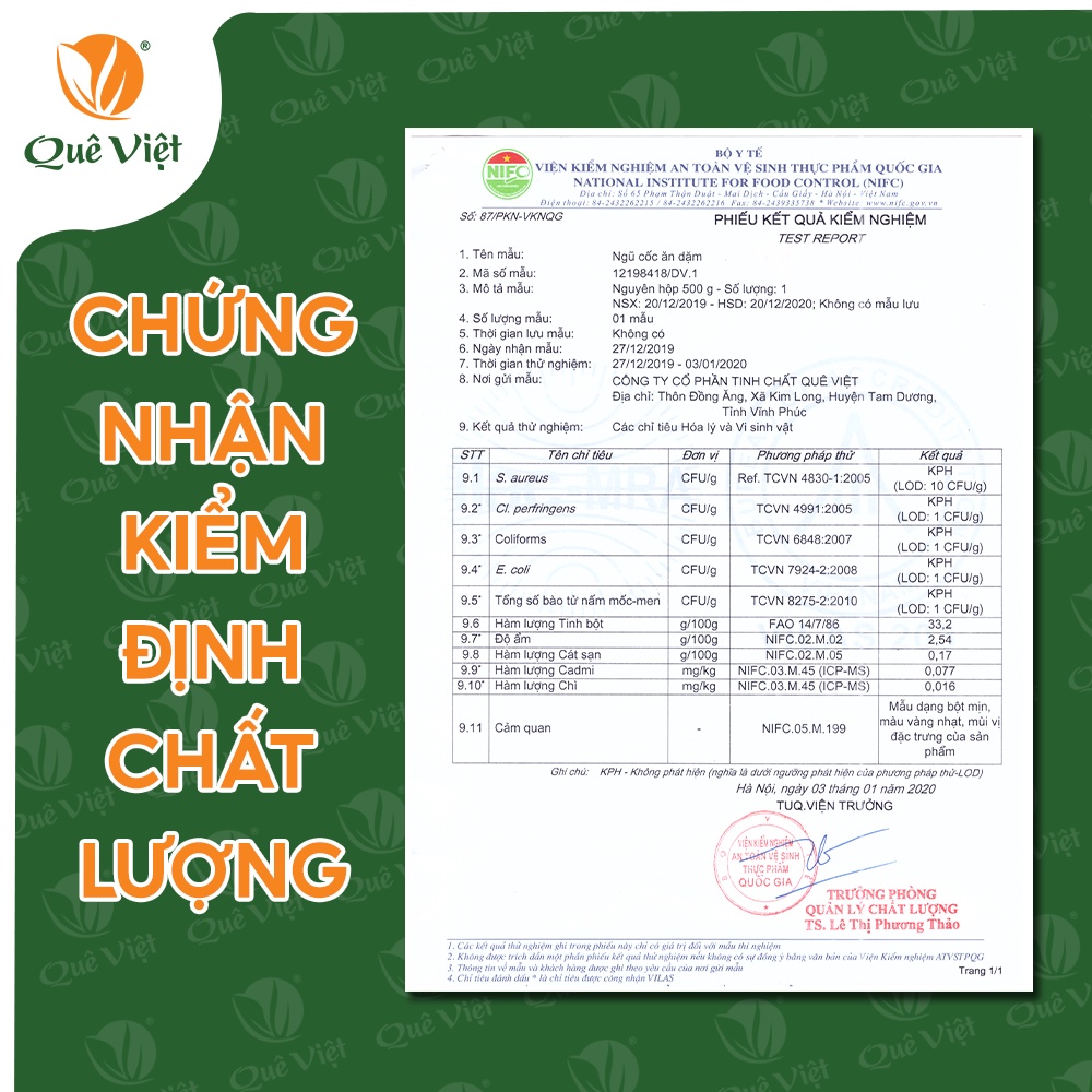 Combo 2 hộp Bột ngũ cốc ăn dặm cho bé Quê Việt bổ sung dinh dưỡng, tăng sức đề kháng 500gr/hộp