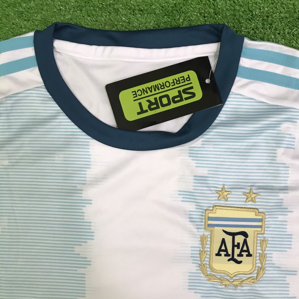 [ẢNH THẬT] Áo đá bóng/ Áo đá banh CLB ARGENTINA MÀU TRẮNG SỌC XANH thun lạnh cao cấp mẫu mới nhất mùa 2019-2020