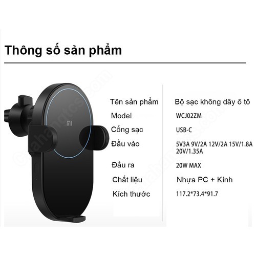 Giá đỡ điện thoại ô tô, Kẹp điện thoại xe hơi kiêm sạc không dây Xiaomi WCJ02ZM