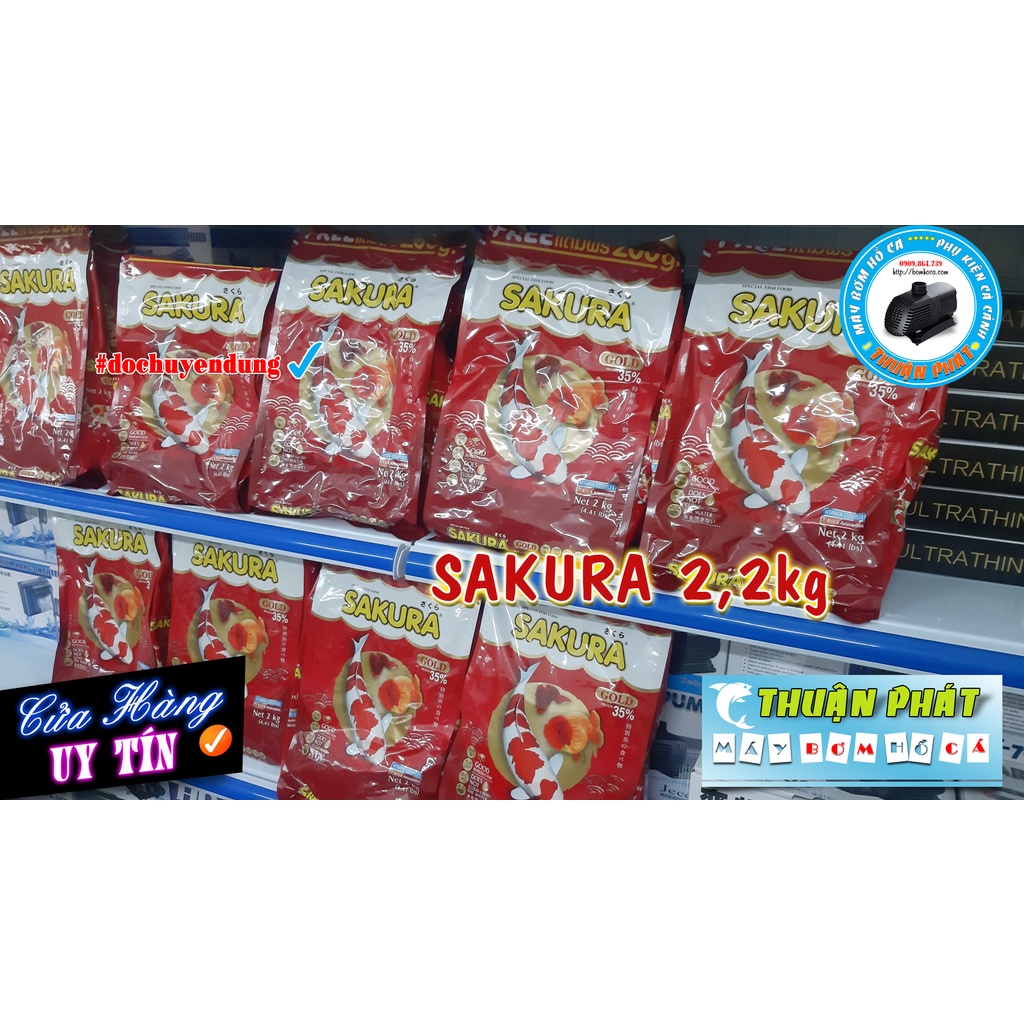 THỨC ĂN SAKURA GOLD 2000gr - Thức Ăn Cá Koi Cao Cấp, Cám Sakura 2kg - 2,2kg