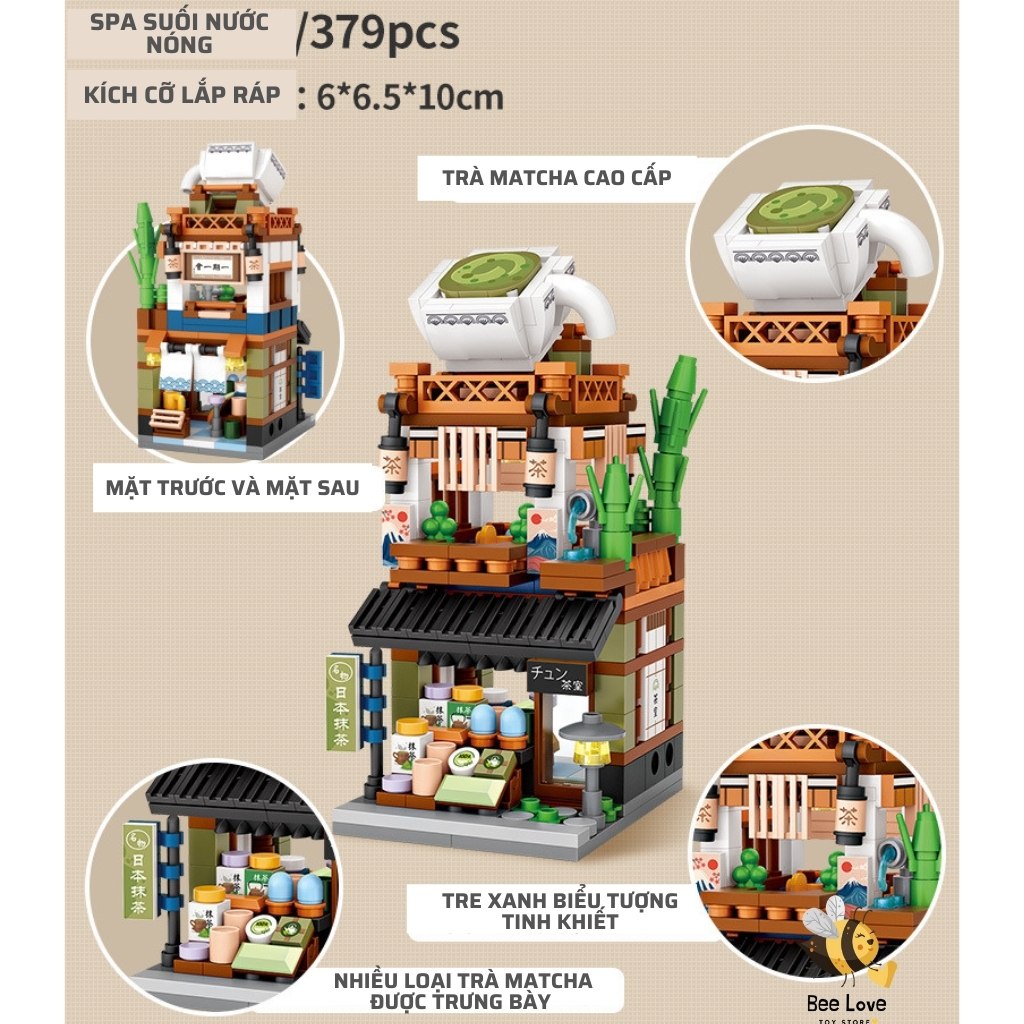 Bộ đồ chơi lắp ráp mô hình xếp hình cho bé Cửa hàng bán Trà Matcha phong cách Nhật bản sáng tạo