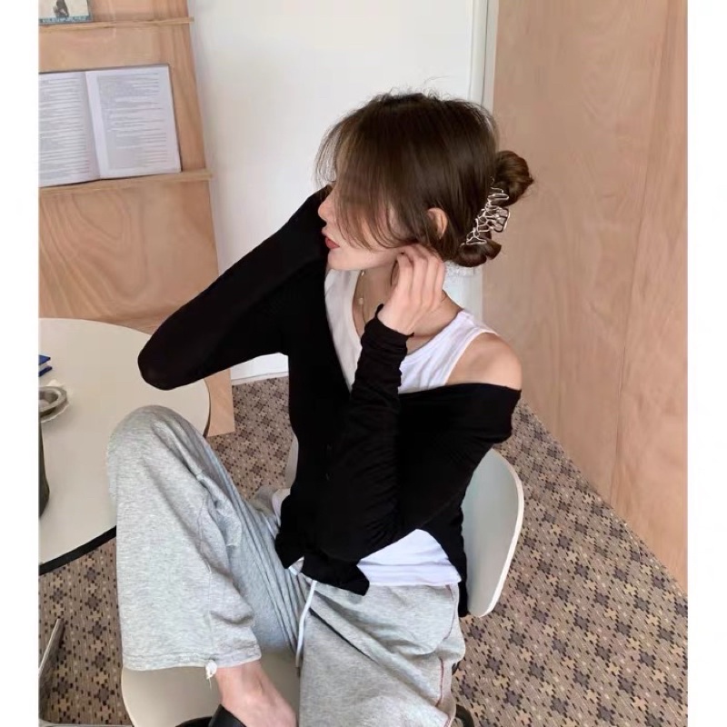 Áo thun nữ tay dài có lót áo 3 lỗ bên trong, áo kiểu kín đáo xin xắn không hở, thun thoáng mát - clothing for girl
