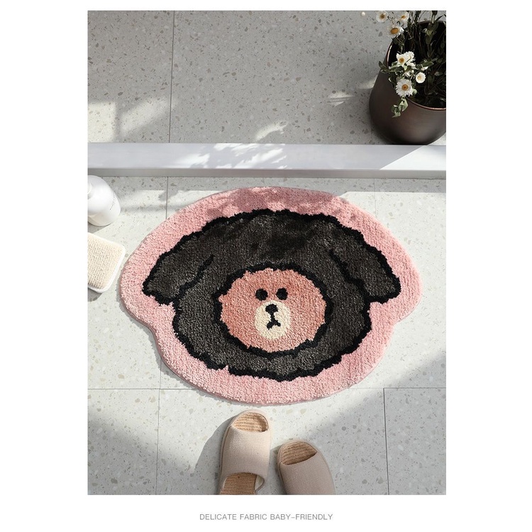 Thảm Chùi Chân Lông Mềm Mại Thấm Hút Chống Trượt Chống Bụi Hình Gấu Nâu Hoạt Hình Dành Cho Phòng Tắm / Cửa Ra Vào