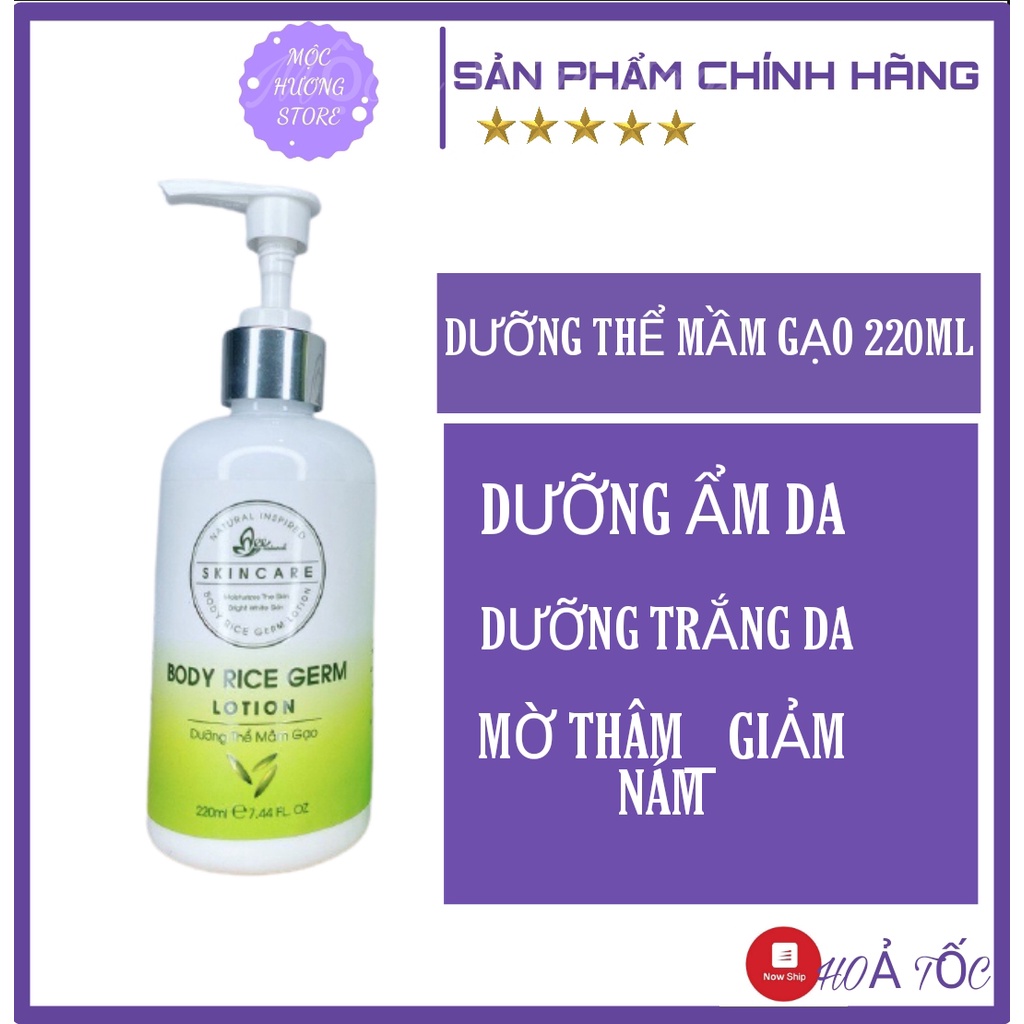 [CHÍNH HÃNG ]Dưỡng Thể, Dưỡng Ẩm Mầm Gạo Lotion Neem MEE NATURAL trắng da, siêu sáng 220ml