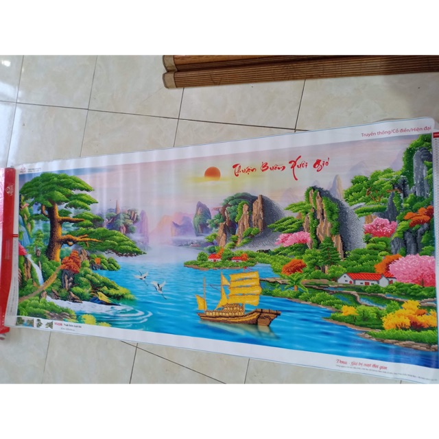 Tranh gắn đá thành phẩm thuận buồm xuôi gió 200x90 cm