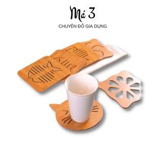 Lót nồi gỗ hình mèo - tấm lót nồi bằng tre giá rẻ