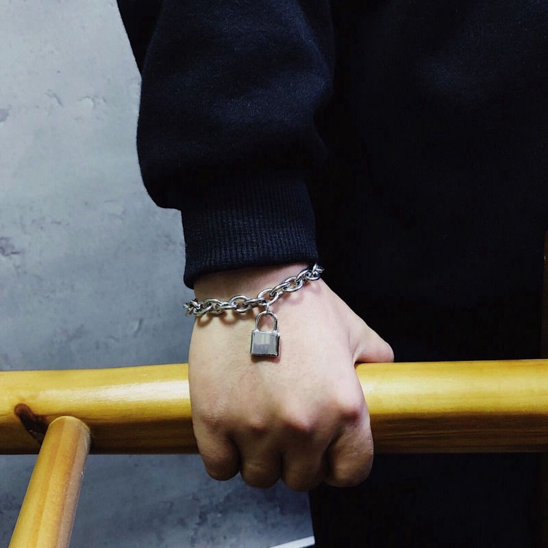 Vòng Đeo Tay Hình Ổ Khóa Độc Đáo Cá Tính Phong Cách Hip-Hop Hàn Quốc