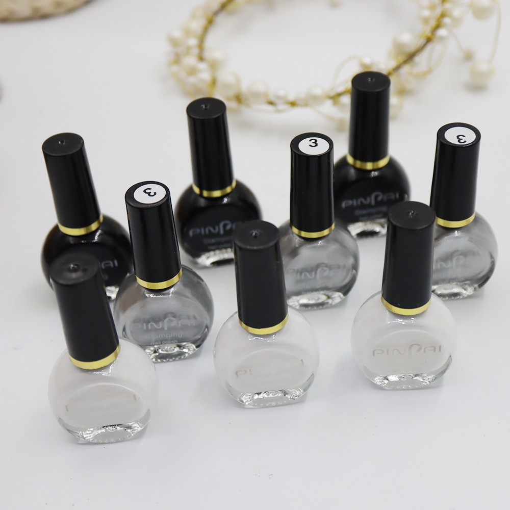Sơn In Móng Tay Mực In Nail Móng Pinpai Chính Hãng Trắng Đen Vàng Bạc10ml