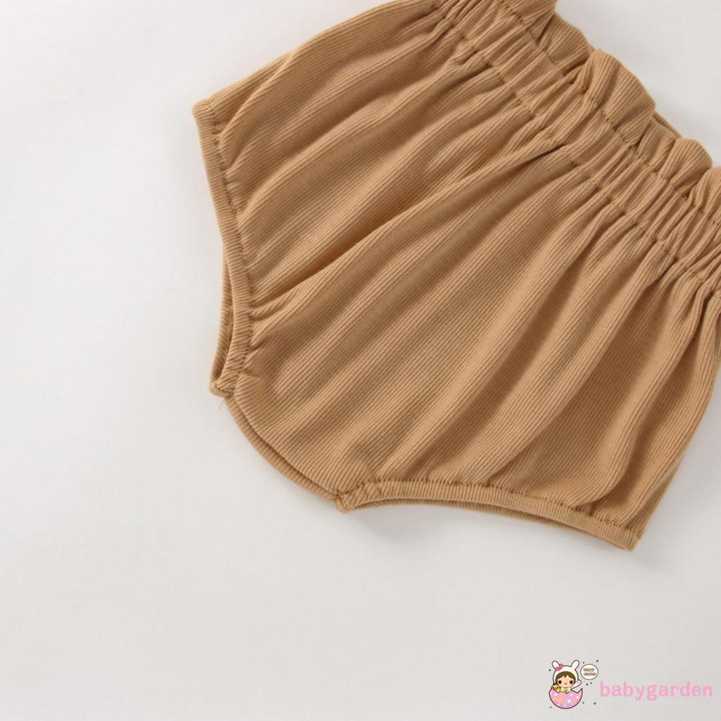 BABYGARDEN-0-18months Baby Girl´s Set, Solid Color Short Sleeve Ruffle Romper + Elastic Waist Shorts + Headwrap