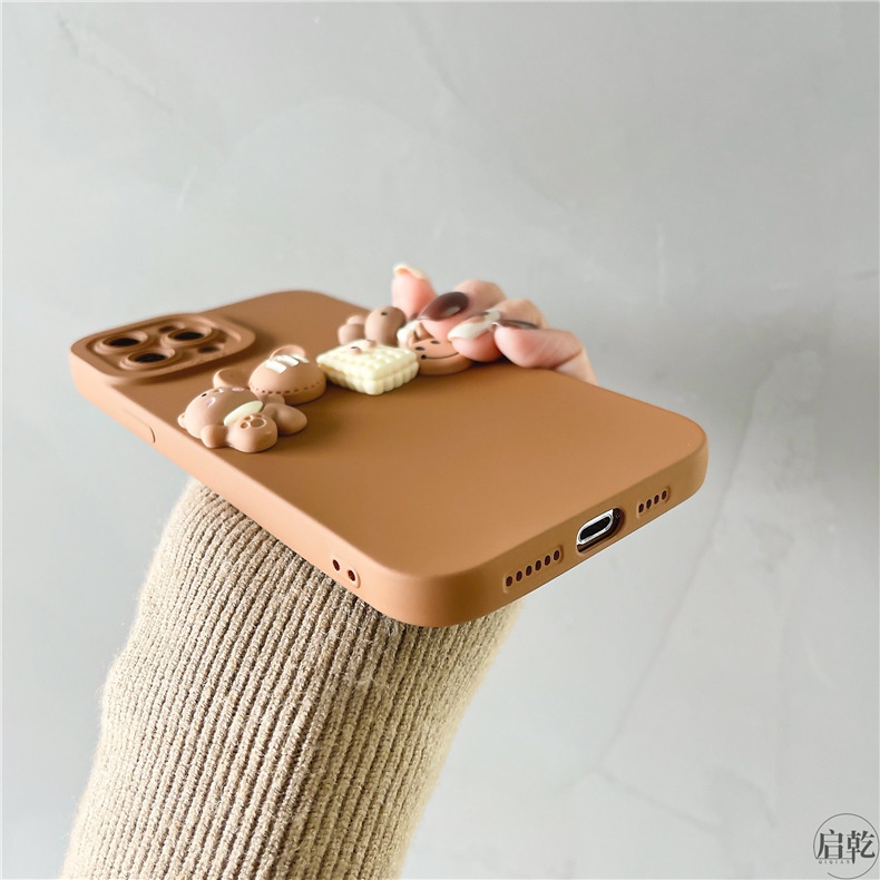 Ốp Điện Thoại Chống Sốc In Hình Gấu Và Bánh Quy Cho iphone 15 pro max 14 / 13 / 12 / 11 pro max xs xr xsmax 7plus