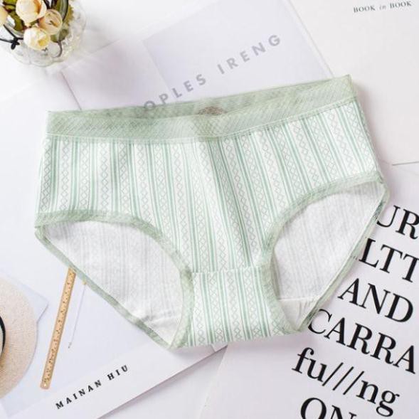Quần lót nữ cotton cạp ren kẻ 3D dễ thương Q39