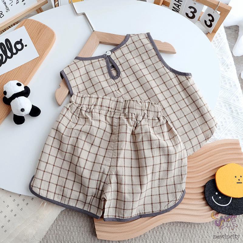 Set Áo Sát Nách + Quần Short Cotton In Họa Tiết Hoạt Hình Phong Cách Hàn Quốc Cho Bé