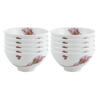 Hộp 10 chén cơm minh long 11.5 cm - loa kèn hồng tn