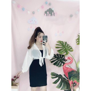 Sét 2 Món Đầm Body Hai Dây & Áo Khoác Ngoài