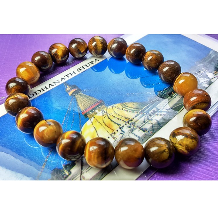 - Vòng Phong Thủy Đá Mắt Hổ Nâu Tròn Trơn 8mm V312-8- Vòng phong thủy hợp mệnh Kim