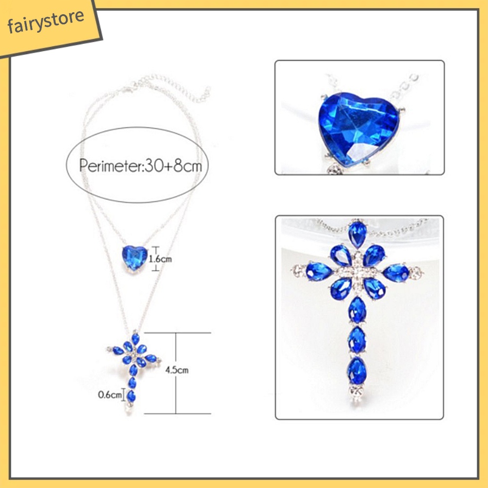 Dây Chuyền 2 Tầng Mặt Chữ Thập Đính Đá Thời Trang