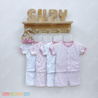 Bộ sơ sinh ngắn tay Miomio cài giữa / mỏng / mát