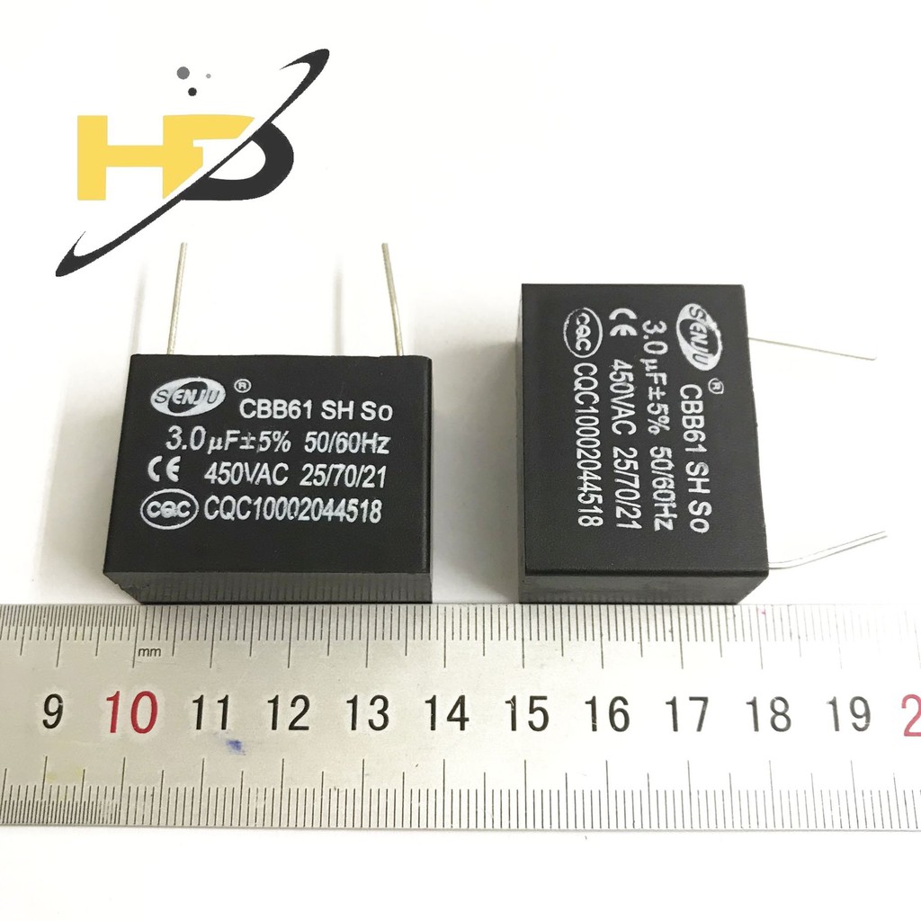 Tụ Quạt CBB61, Tụ Khởi Động 450VAC Các Chỉ Số 1uF, 1.5uF, 2uF, 2.5uF, 3.0uF, 5.0uF Chân Hàn