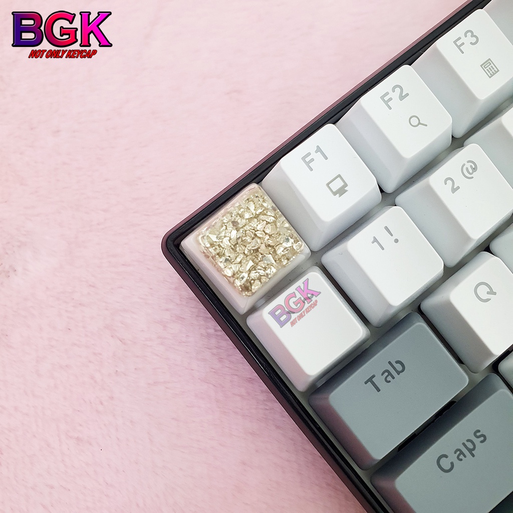 Keycap Lẻ Tinh Thể Bạc Silver Crystal Keycap SA profile ( keycap resin độc lạ )( Keycap Artisan )