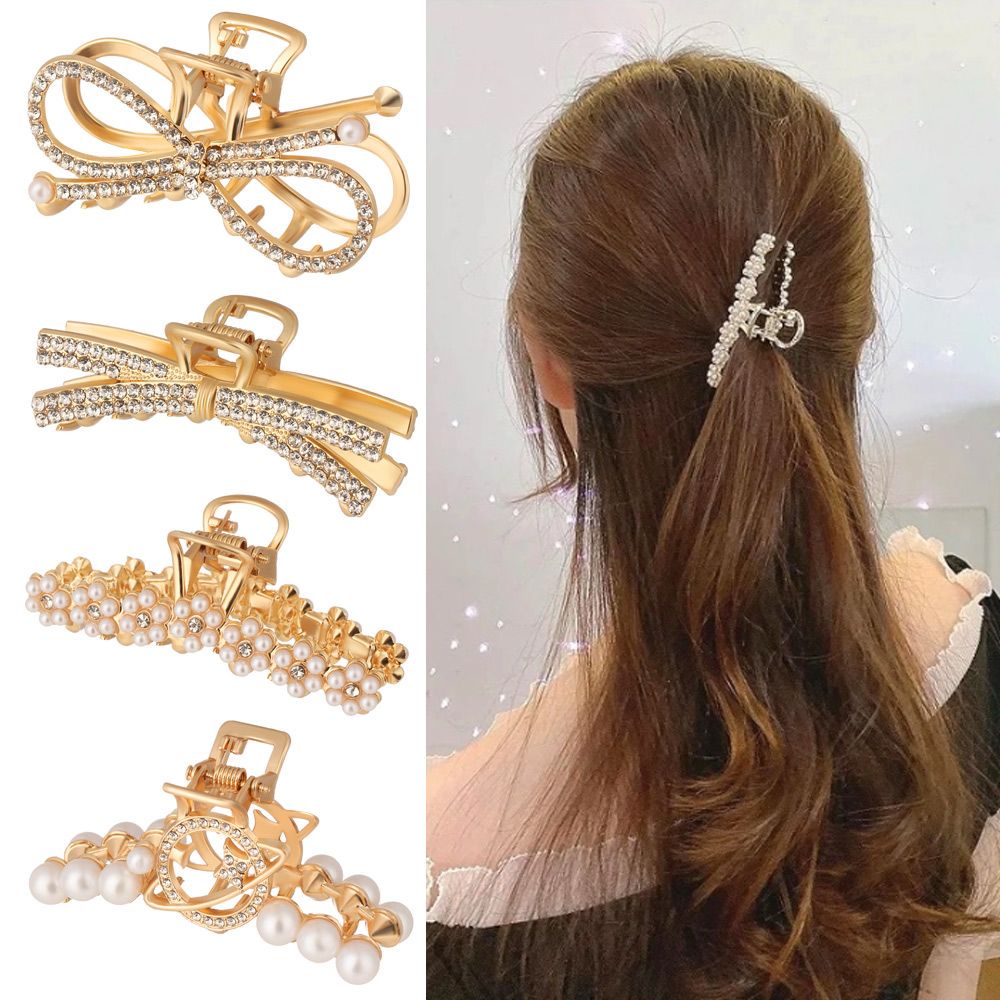 Kẹp tóc hình cá mập đính ngọc trai giả bằng hợp kim thời trang cho nữ