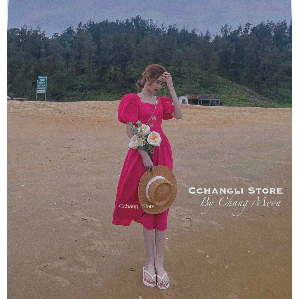 Đầm Xoè Dáng Dài Cổ Vuông Ôm Eo , Nhiều Màu Hàng Đẹp Giá Rẻ - Thời Trang SHOPDUVI