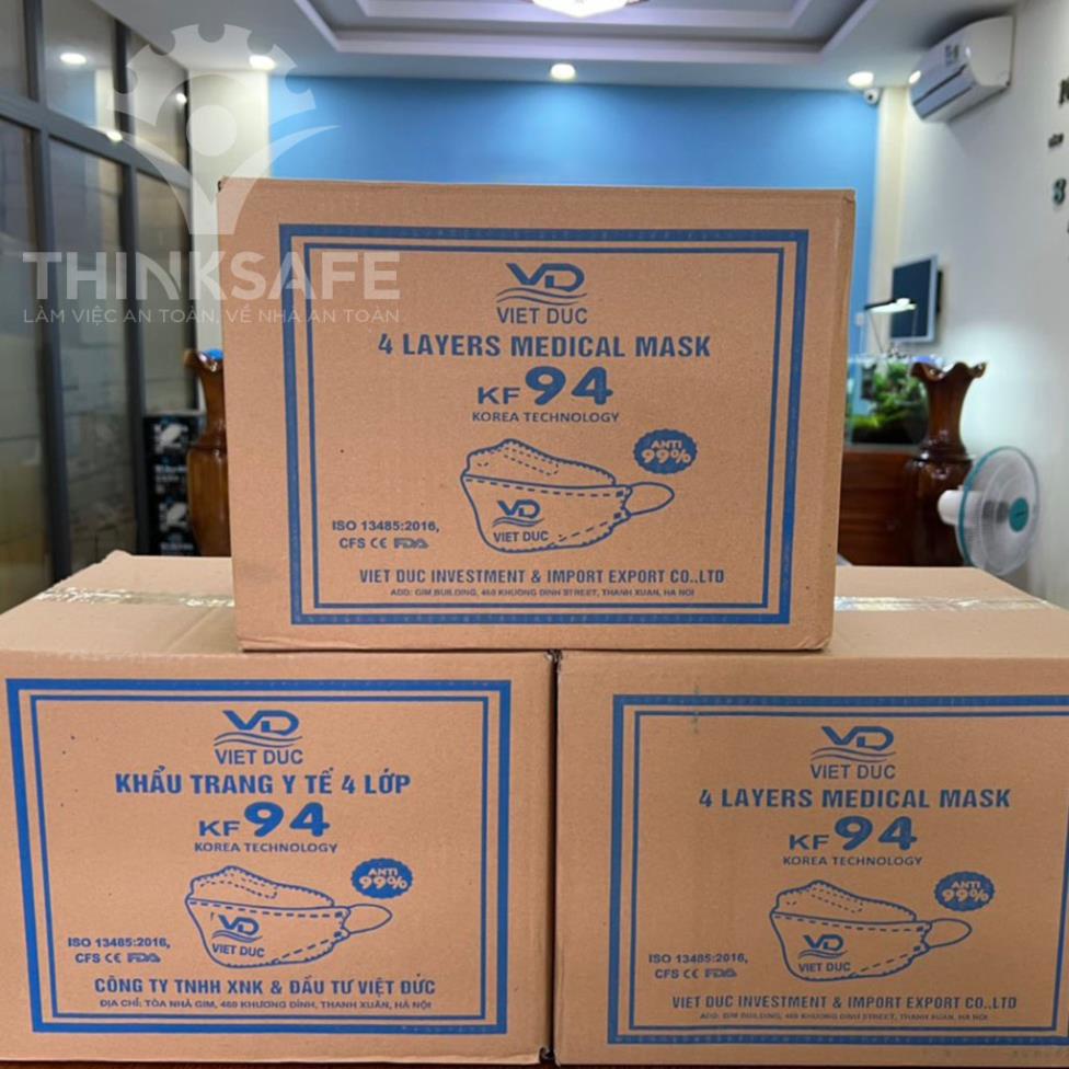 Khẩu trang KF94 chính hãng Việt Đức, công nghệ Hàn Quốc chống bụi kháng khuẩn 4 Lớp [Hộp 10 cái] , 3 màu