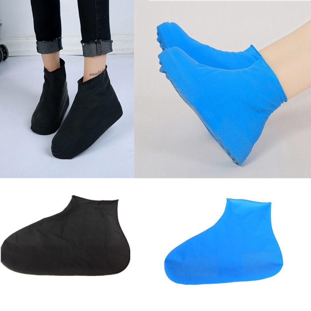 Vỏ Bọc Ủng Đi Mưa Unisex Bằng Silicone Co Giãn Chống Nước Màu Trơn Có Thể Tái