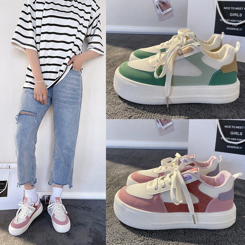 Giày Thể Thao Đế Dày Màu Xanh Lá Cây Dạng Lưới Thời Trang Mùa Hè Mới Dễ Phối Đồ