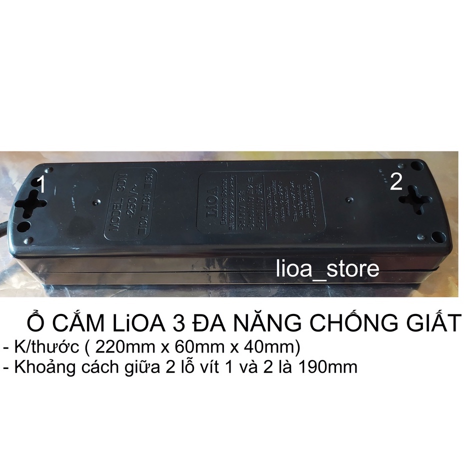 Ổ cắm dân dụng 3ĐN chống giật Lioa 3D33NCG( dây nguồn 3m)