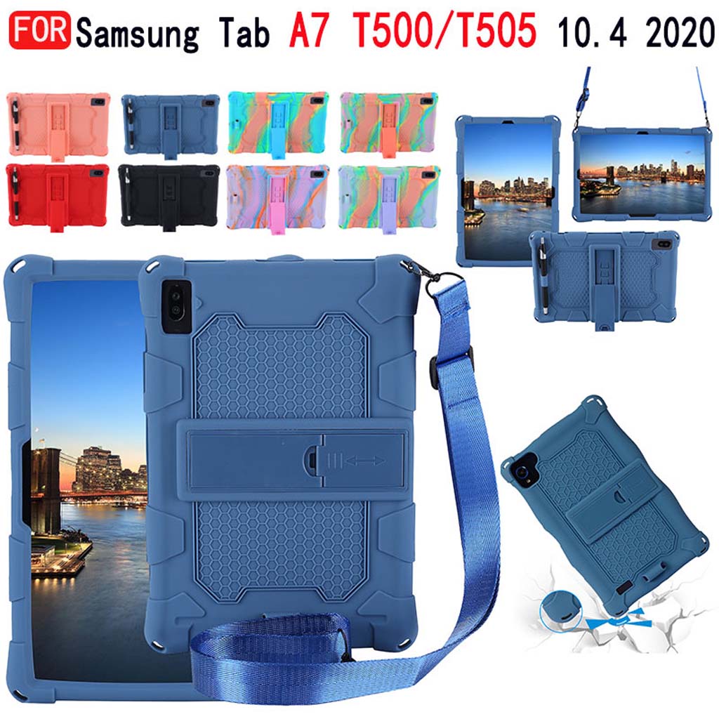 Ốp máy tính bảng Silicone mềm kèm dây đeo cho Samsung Tab A7 10.4 inch T500 / T505 / T507 2020