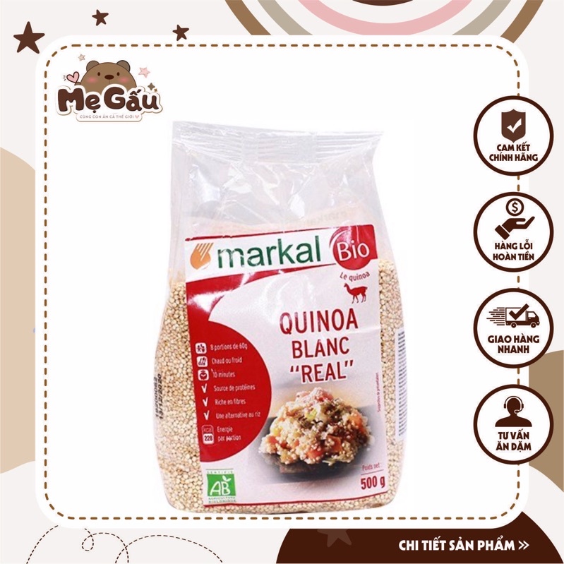 Diêm mạch quinoa trắng hữu cơ Markal+sotto 500g- cho bé từ 6m+