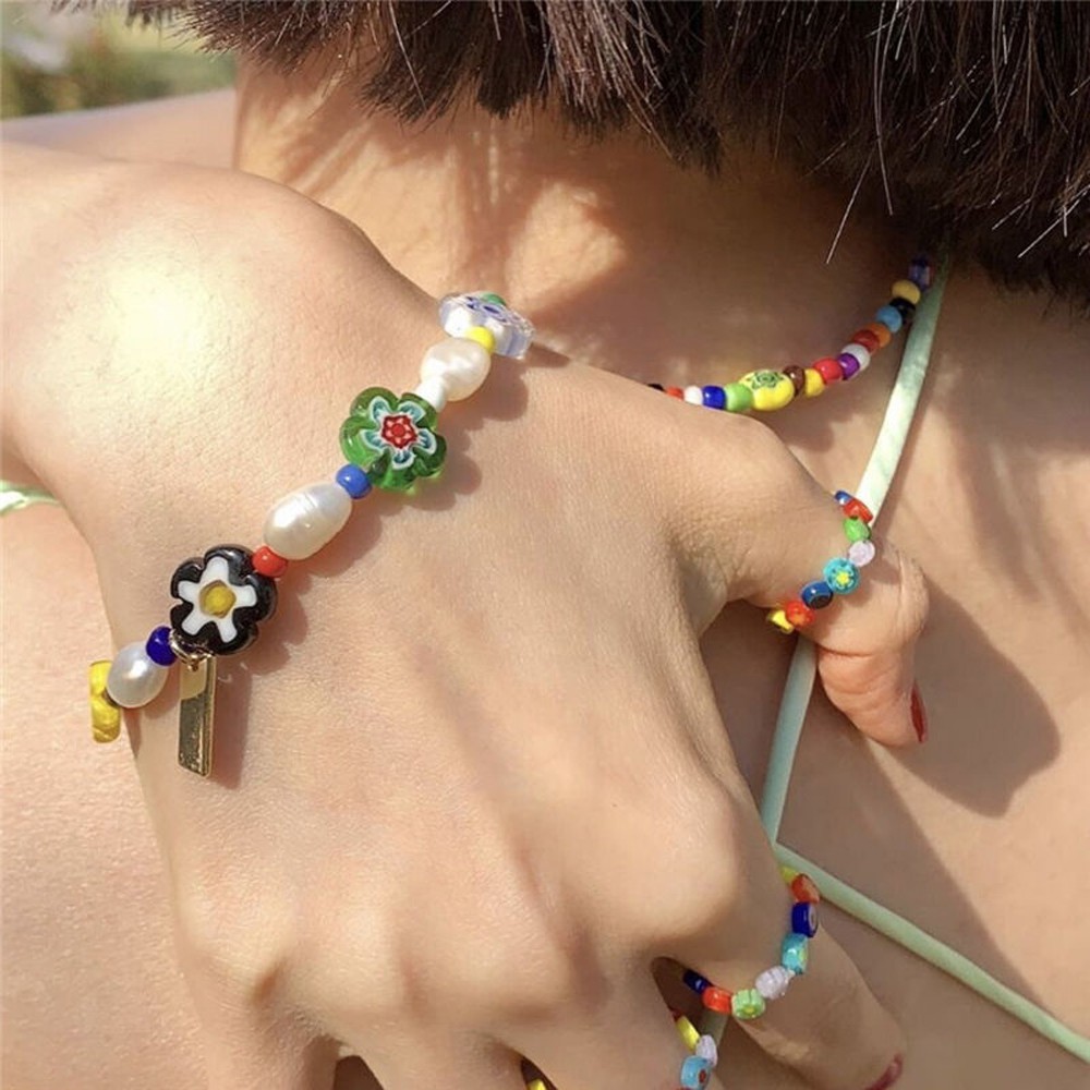 vòng cổ Mặt Hình Hoa Đính Ngọc Trai Giả Thời Trang Cho Nữ