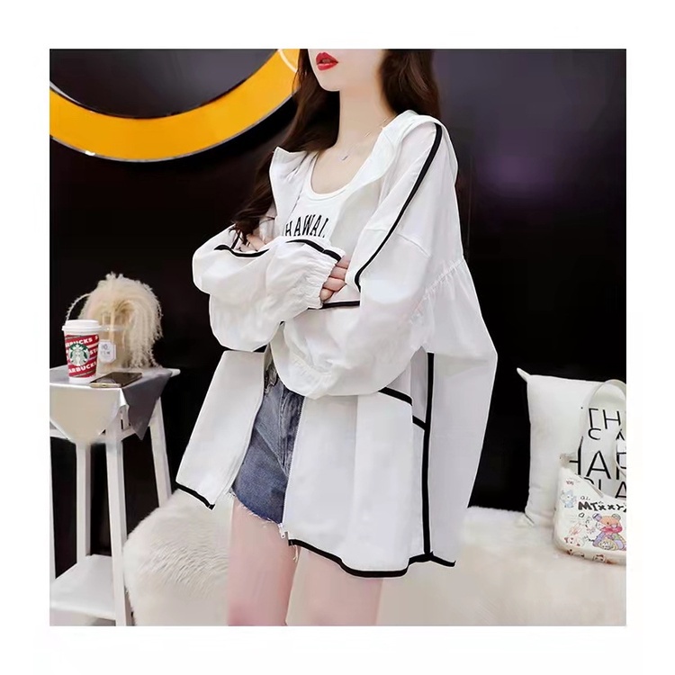 Áo Khoác Hoodie Tay Dài Dáng Rộng Chống Tia UV Thời Trang Mùa Hè Cho Nữ