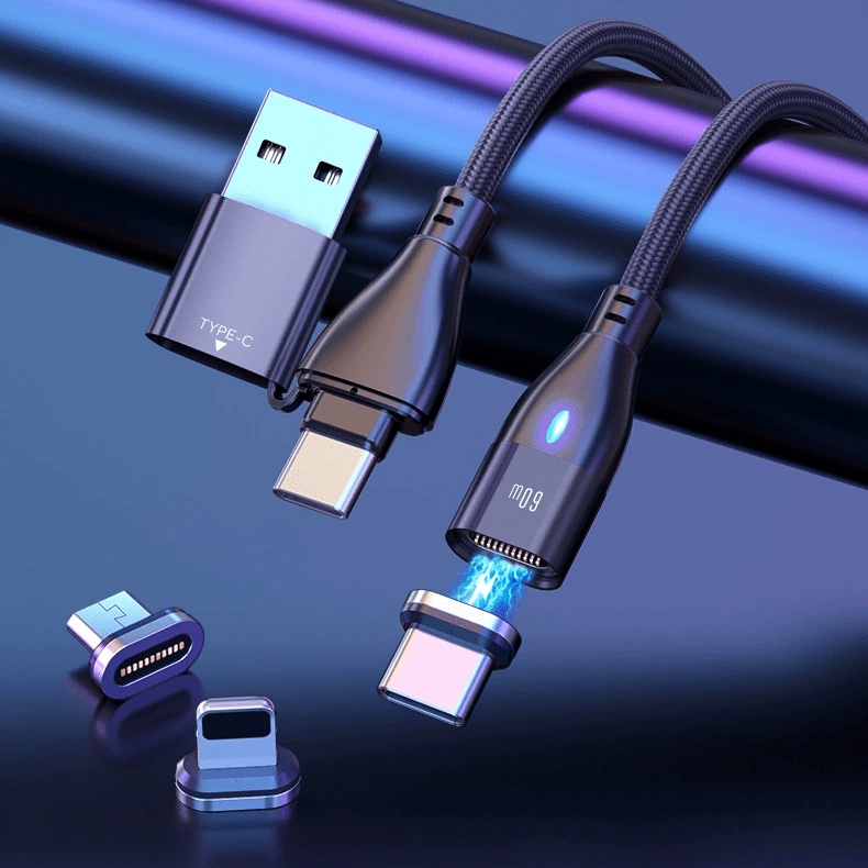 Cáp Sạc Nhanh PD60W 2 Trong 1 Từ Tính 4.0 USB C Sang Type C Cho Huawei P40 MacBook