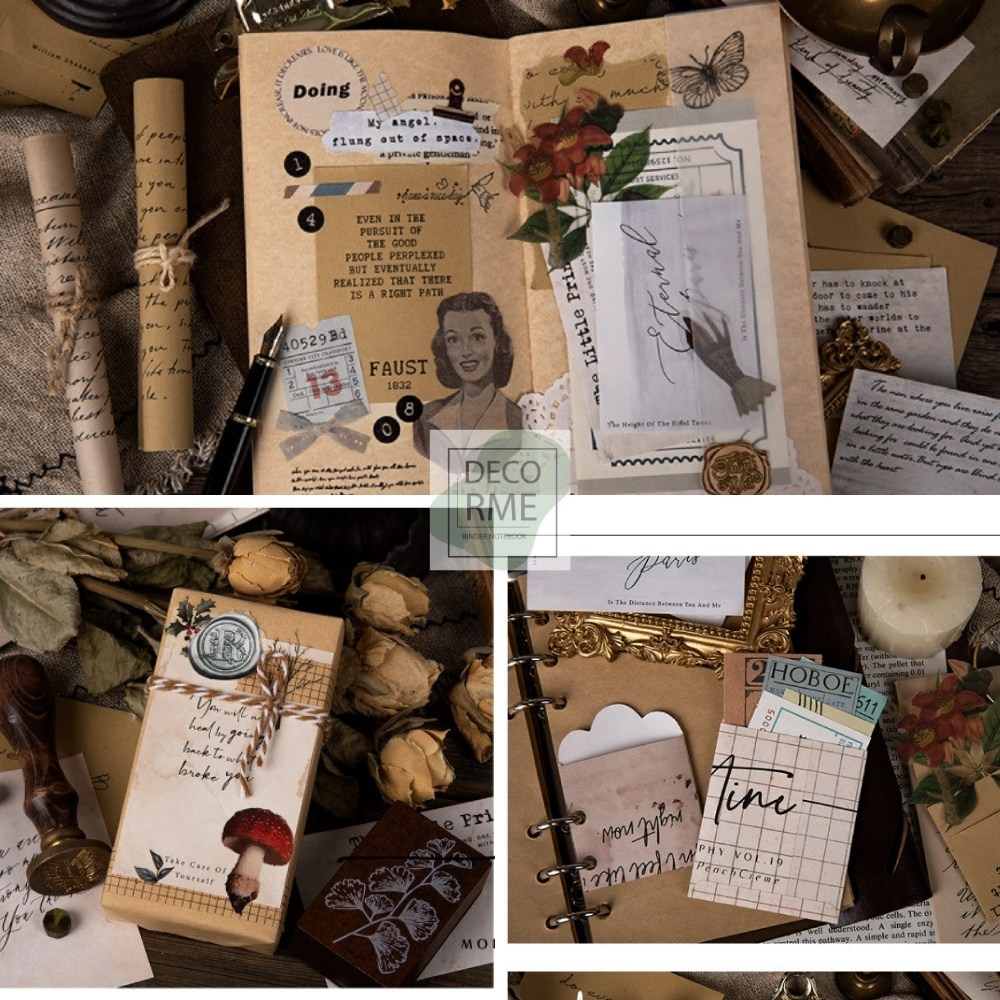 Decorme giấy báo cũ, vintage, báo xé trang trí sổ, bullet journal