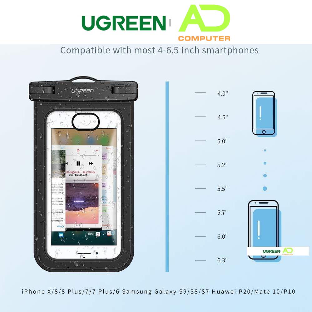 Túi đựng điện thoại UGREEN 60959 50919 chống nước tiêu chuẩn IPX8 độ sâu 10m- Hàng phân phối chính hãng - Bảo hành 18 th
