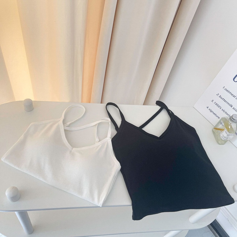 Brroa Áo Hai Dây Cotton Cơ Bản Với Áo Ngực Dây Mảnh Màu Trơn Gợi Cảm Cho Nữ
