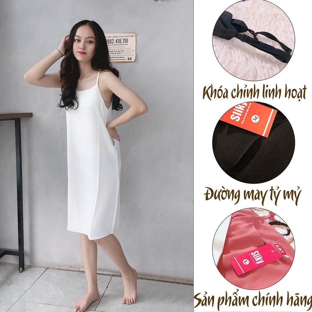 Váy 2 dây dáng suông đẹp - Váy ngủ bầu có nấc điều chỉnh phía sau lưng  V286