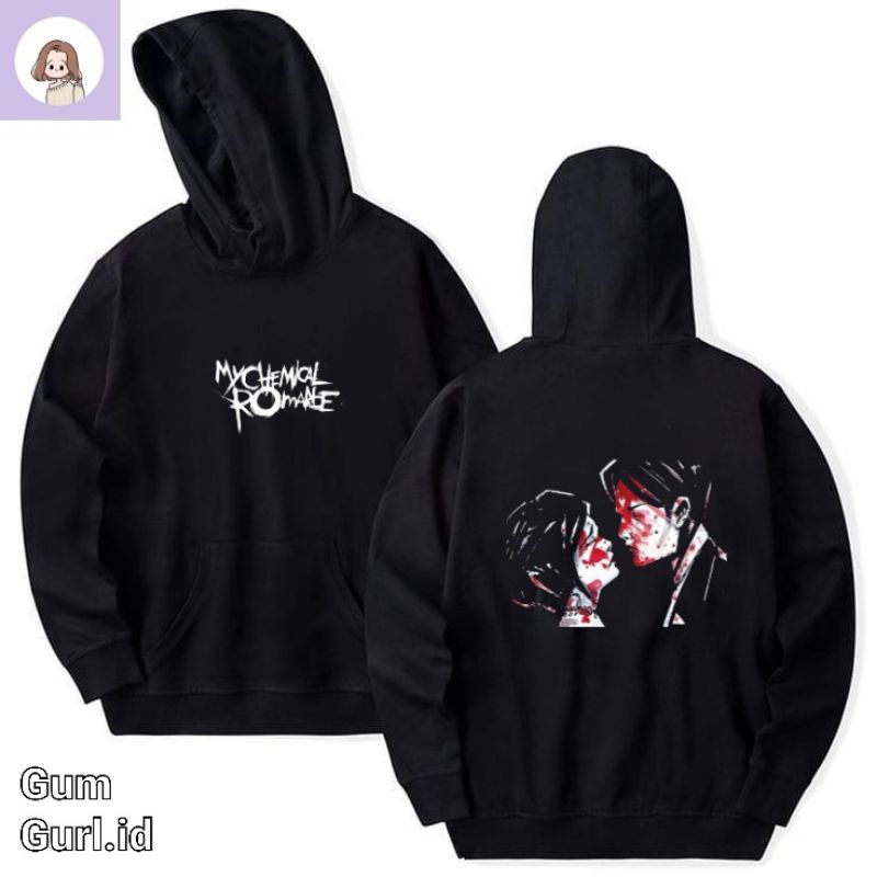 Áo Khoác Hoodie Bằng cotton Lông Cừu Lông Cừu Màu Đen Cỡ Lớn Có Khóa Kéo Không Có Dây In Chữ My CHEMICAL rap Cho Nữ