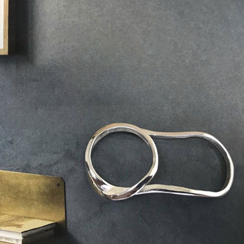 Nhẫn Đeo Tay QMCOCO Bản Lớn Hai Ngón Nối Màu Vàng / Bạc Sang Trọng Thời Trang Dự Tiệc Cho Nữ