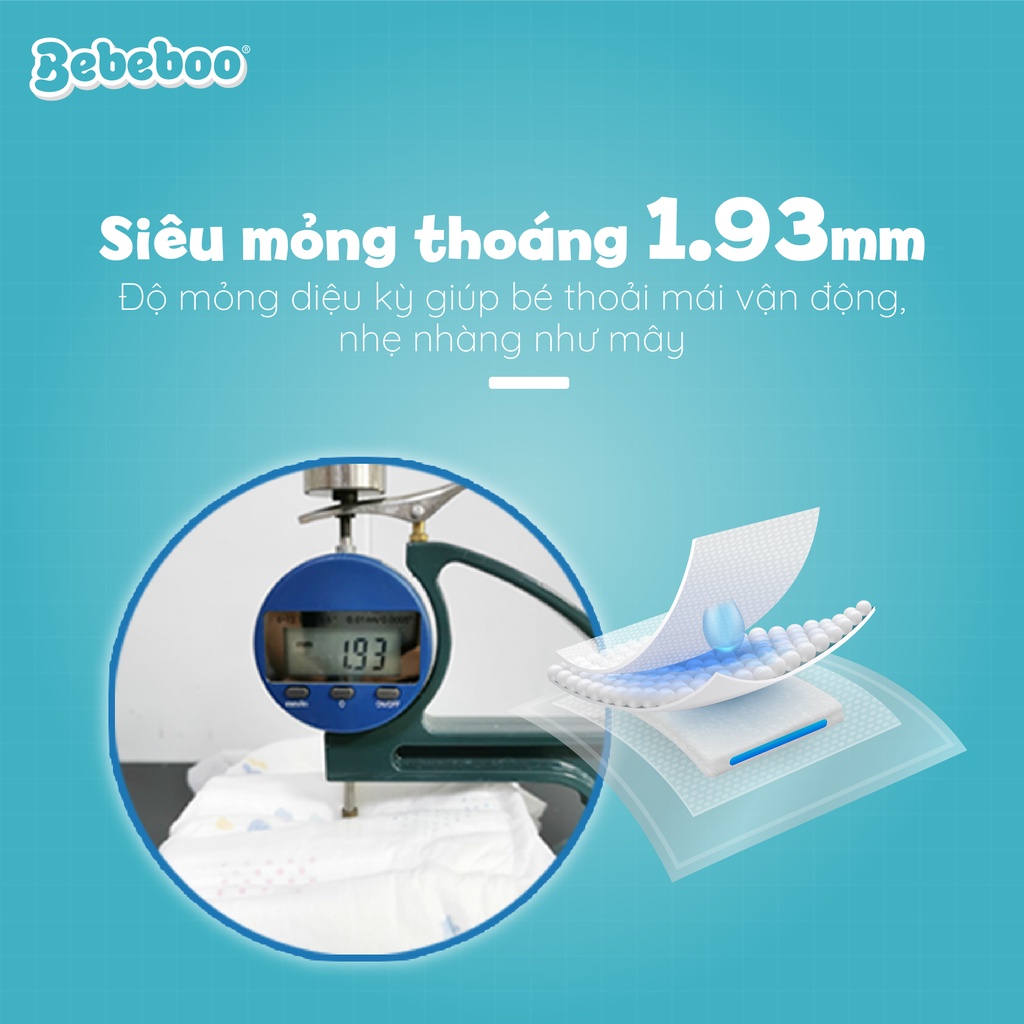 Tã/Bỉm dán Bebeboo Nhật Bản mỏng mềm thấm hút tốt, đóng ngày và đêm, đủ size - MUA 2 TẶNG 1 QUÀ